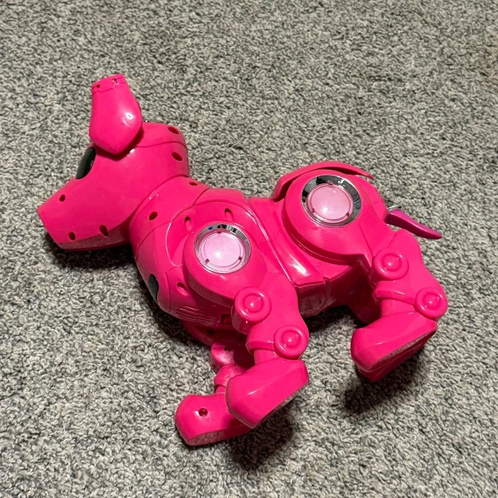 Vintage Pink Robot Dog Interactive Electronic Toy Light Up Eyes Tested Works